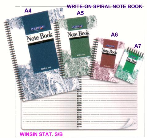 WRITE-ON SPIRAL NOTE BOOK 50pg A4 CW-2202 <10-80>