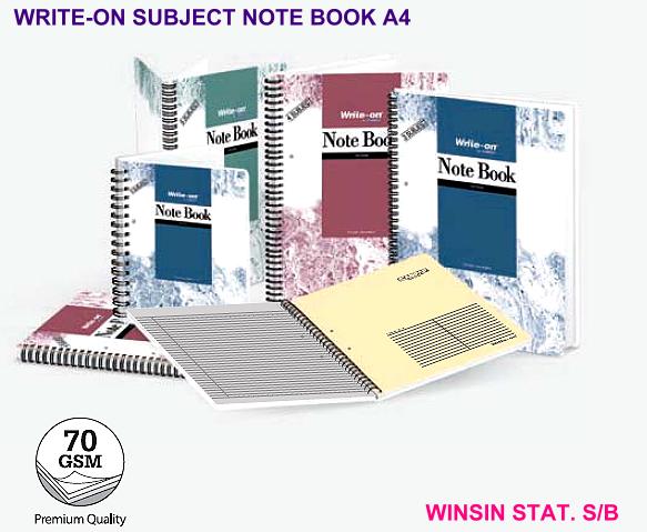 WRITE-ON 4 SUBJECT NOTE  BOOK A4 160pg CW-2208 <50>