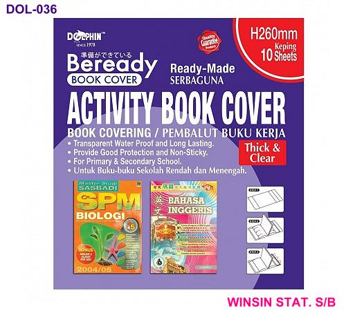 DOLPHIN ACTIVITI BOOK COVER H260mm THICK & CLEAR 10 sheets/pkt