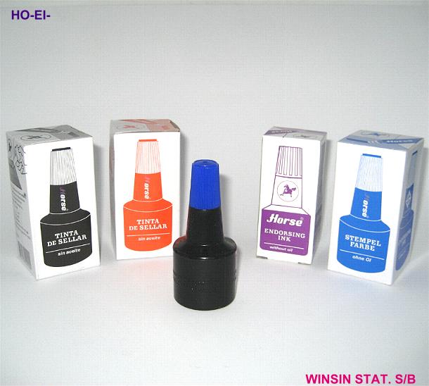 Horse Stamp pad No.00, blue & red ink 2 colors in one + Ink blue 30cc & red  30cc