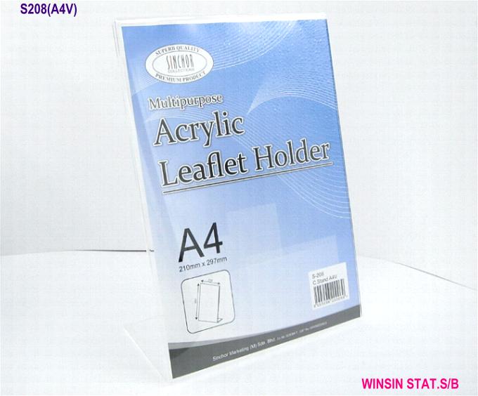 ACRYLIC CARD DISPLAY A4 L STAND (VER)210X300X100mm
