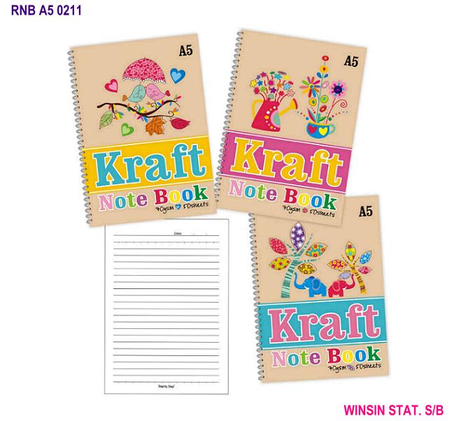 STEP BY STEP KRAFT NOTE BOOK A5 50 sheets 70g SPIRAL RECYCLE  <12-240>